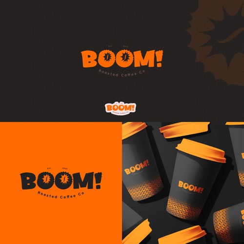 BOOM! Roasted Coffee Co Bold Logo Design