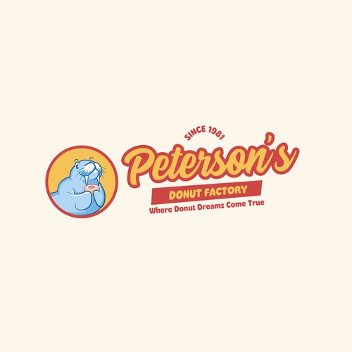 Logo with mascot for a donut factory