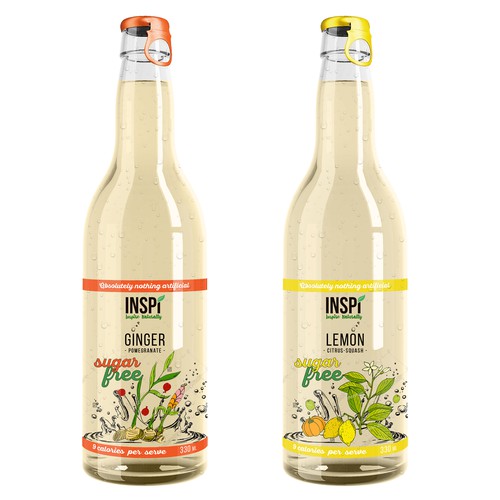 bottle label for exciting new range of 100% Natural and Sugar Free Sodas!