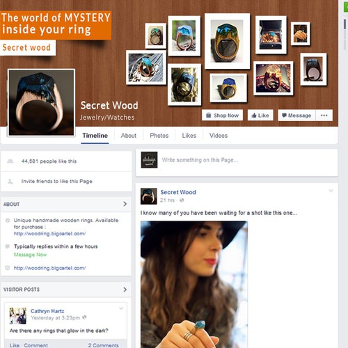 Facebook Cover for Handmade Jewelry - "Secret Wood"