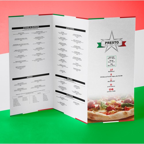Modern Menu Design for Italian Restaurant