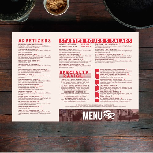 Red Rocks Cafe menu