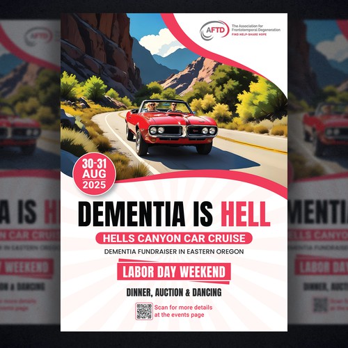 Postcard Flyer Design 2025 Dementia Fundraiser & Car Cruise