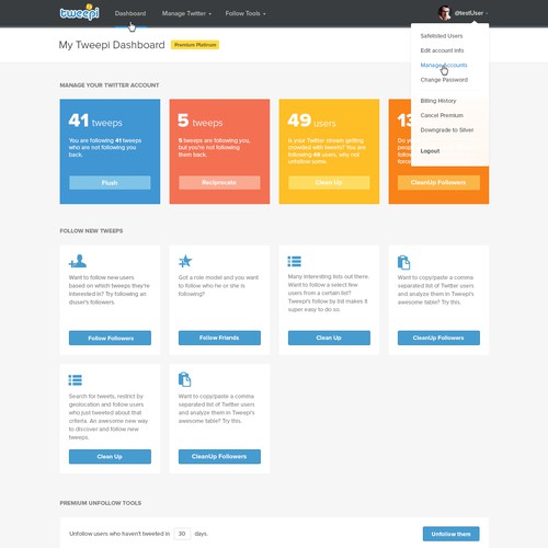 Tweepi desktop web-app: user experience and visual design