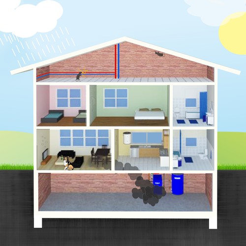 Create a 2D Cross-section of a House