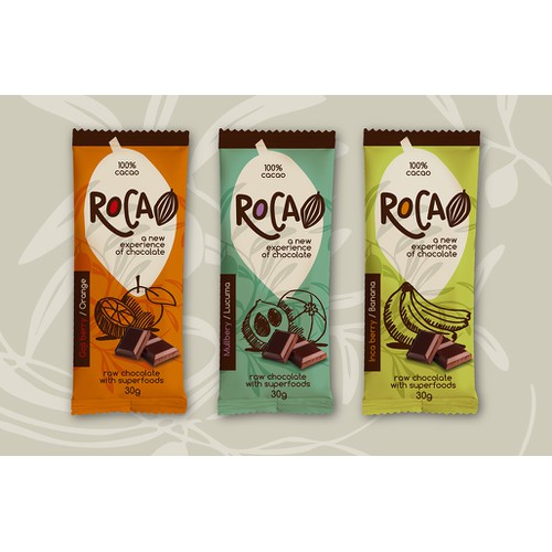 Wrapper for "A new experience of chocolate" (innovative raw chocolate with superfoods)