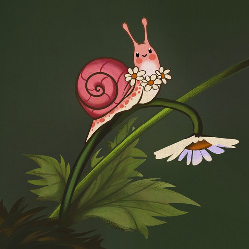 Painted Character Snail for Childrens' Book