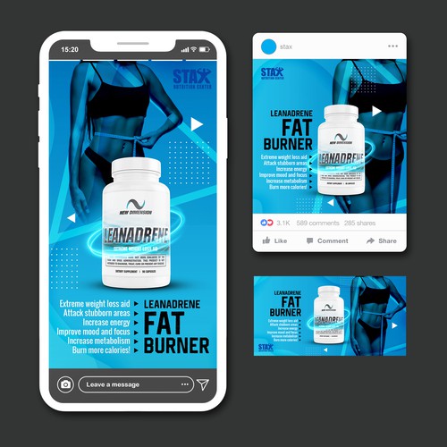 Fat Burner supplement Facebook Banner Ad Designs