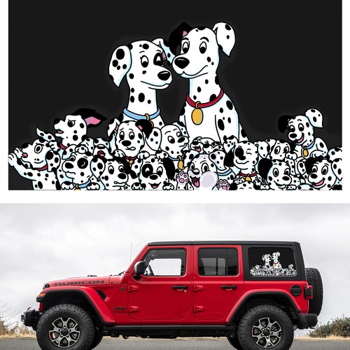 dalmatian car window illustration
