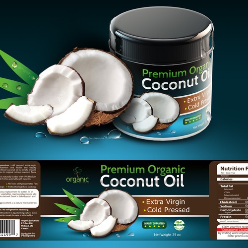 New product label wanted for Organic Evolutions Premium Coconut Oil