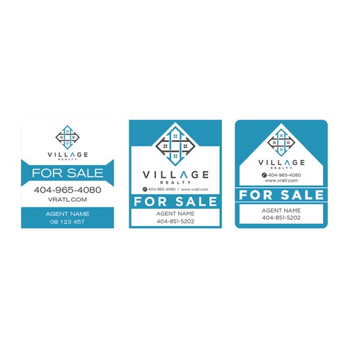 Create 3 variations of a For Sale yard sign for a tech savvy real estate firm