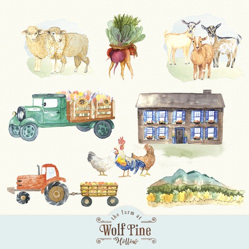 The Farm at Wolf Pine Hollow - web site icons 🐐🐓 ❤️🚜