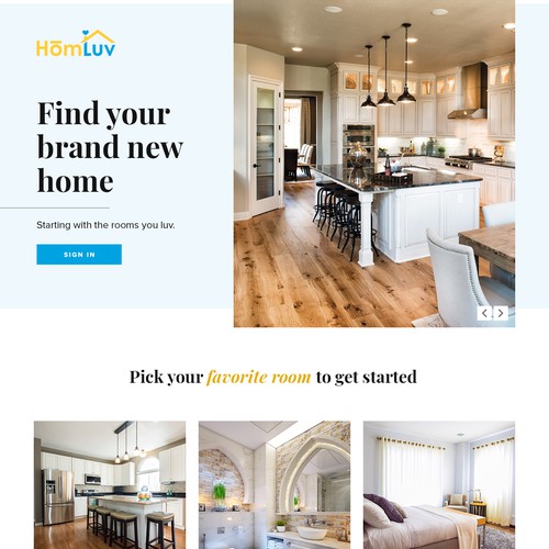 Fresh, feminine, interactive homepage for HomLuv.com
