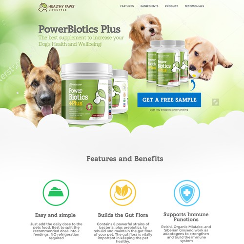 Healthy Paws Lifestyle landing page