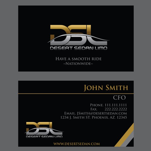 Create a killer business card design for DESERT SEDAN LIMO