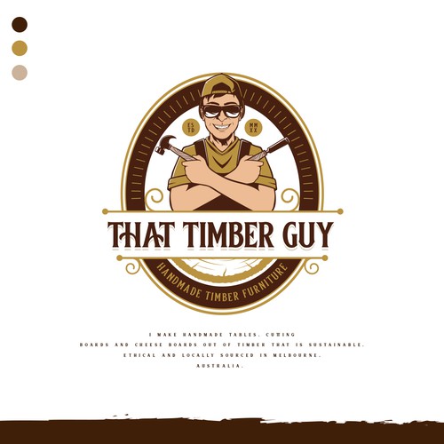 Classic, rustic logo for woodworker using reclaimed logs