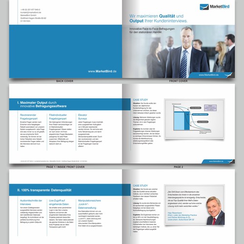 Design a highly professional and exclusive looking brochure for MarketBird