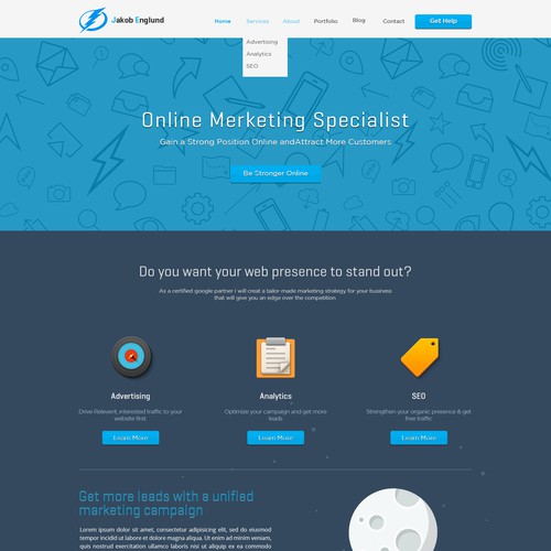 Landing page design