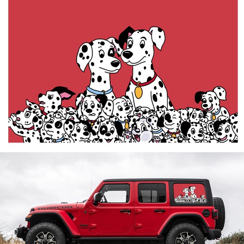Dalmatian Car window illustration