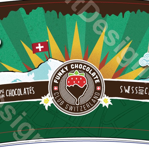 8oz Full Color cup design for Swiss Chocolate company