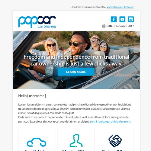 Popcar Car Share email design multipurpose