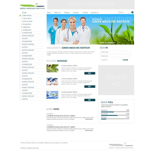 Single page design for naturopathic e-learning site required