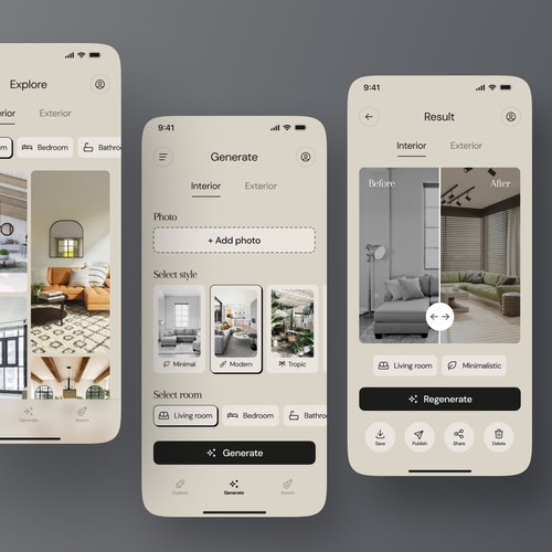 AI Interior and Exterior Design Mobile App