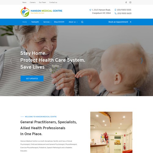 Hanson Medical Centre Homepage Design
