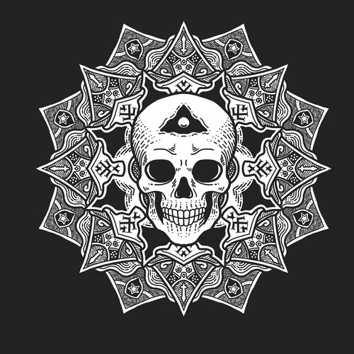 Mandala art and skull
