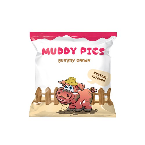 packaging design for muddy pigs gummy candy