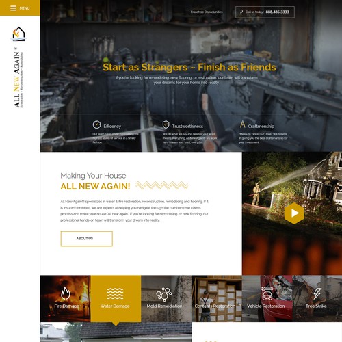 Design the best future website on the internet for All New Again - an emeregency restoration company