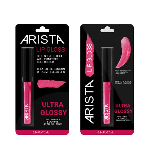 Arista Lip Gloss Packaging design