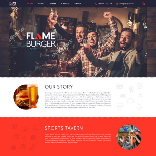 Website design for burger/sports bar