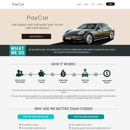 Create a Website design for a paypal competitor for used cars andmotor bikes (price is guaranteed)