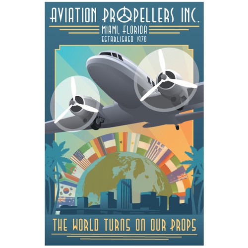 Art-deco themed illustration for Aviation Propellers