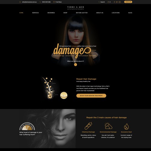 Women's hair salon home page.