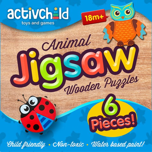 Children's Animal Wooden Jigsaw Puzzles Packaging Design