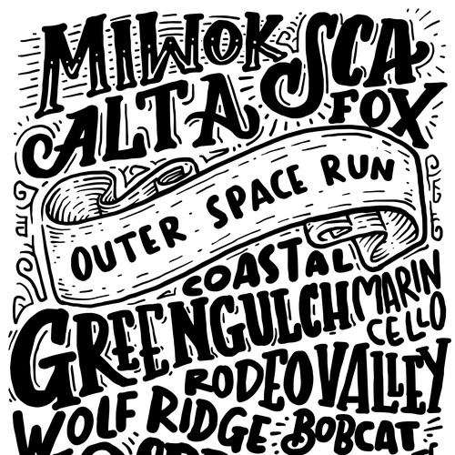 Trail Names shirt concept for Outer Space Run