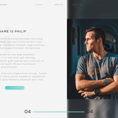 Landing page concept for Escape the Grey