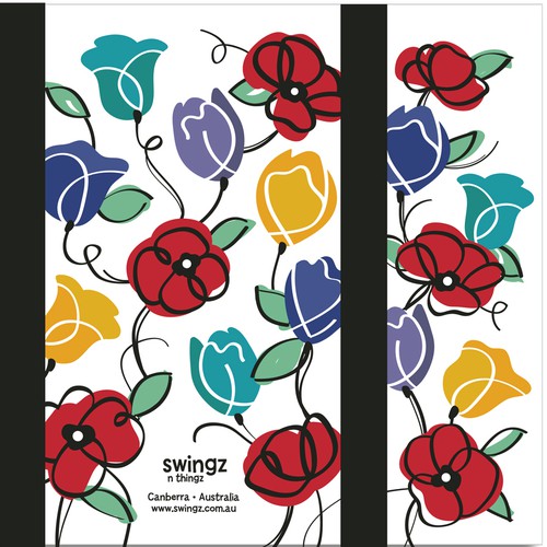 Bright Tulip & Poppy design for a bag at a flower show