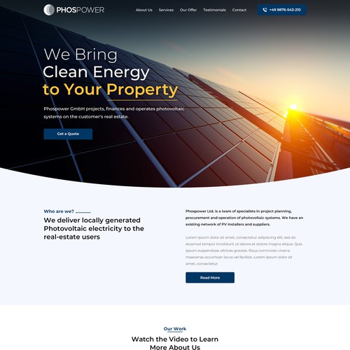 B2B Webpage for a Solar Power company