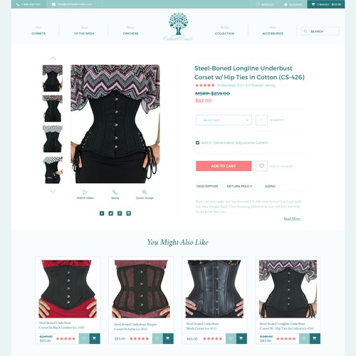 product page for Orchard Corset