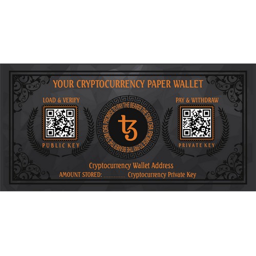 Paper wallet for a Cryptocurrency company