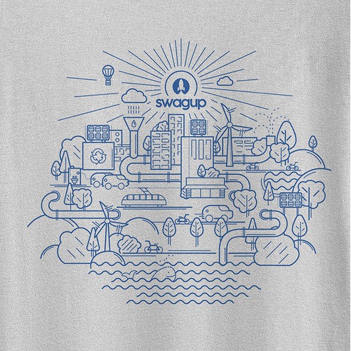 T-Shirt illustration of an eco-city