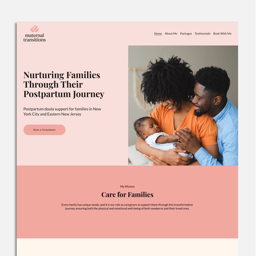 Gentle and Supportive Squarespace Website Design for Postpartum Doula