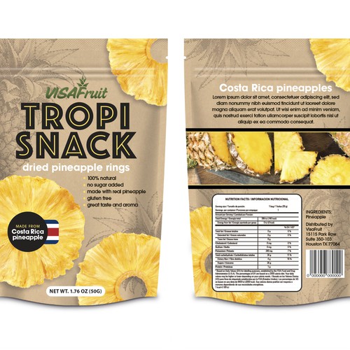Dried pineapple rings for the USA market from Costa Rica