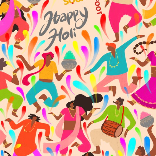 Illustration depicting holi (festival of colours)