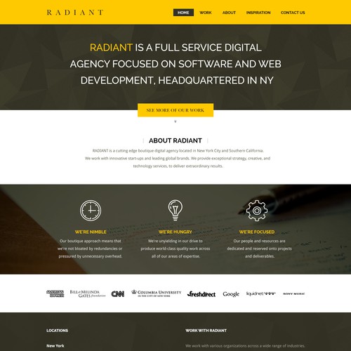 Web design concept for Radiant