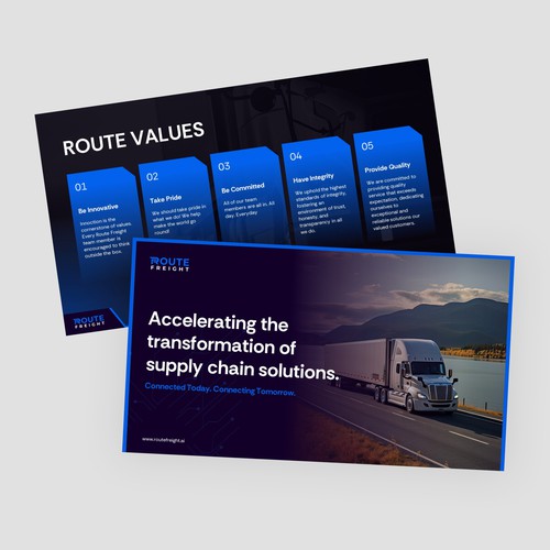 A modern presentation redesigned for Route Freight