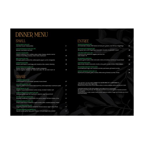 Concept for a menù